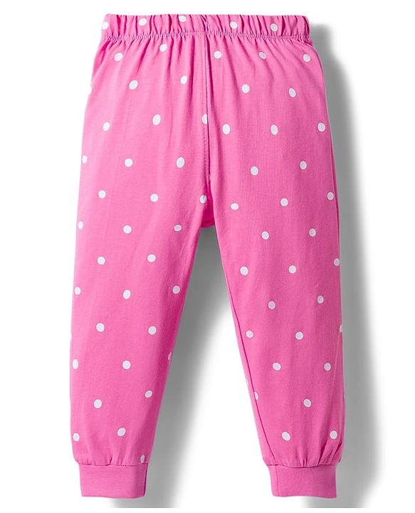 Babyhug Disney 100% Cotton Full Sleeves  T-Shirt & Pyjama Night Suit With Minnie Mouse Graphic - Pink