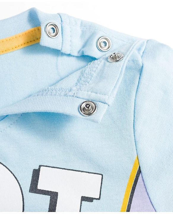 Babyhug Disney Single Jersey Knit Full Sleeves T-Shirt & Pyjama Night Suit With Stitch Graphics - Blue