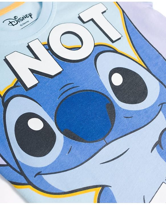 Babyhug Disney Single Jersey Knit Full Sleeves T-Shirt & Pyjama Night Suit With Stitch Graphics - Blue