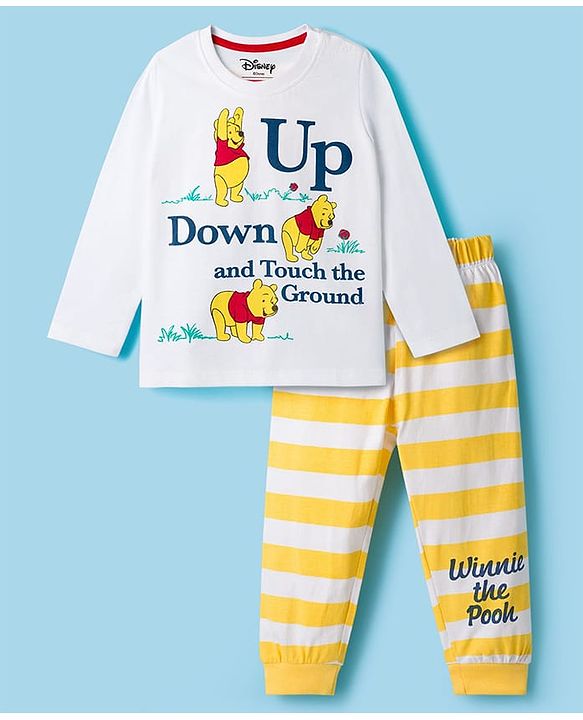 Babyhug Disney Single Jersey Knit Full Sleeves T-Shirt & Pyjama Night Suit With Winnie The Pooh Graphics - Multicolor