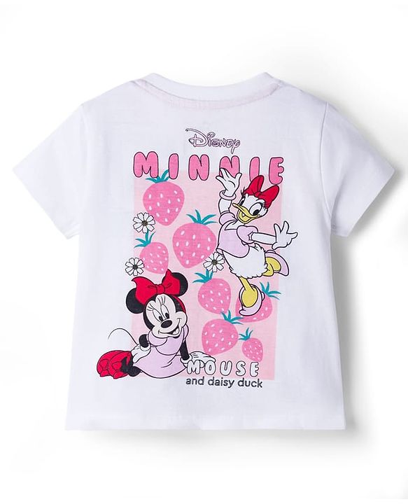 Babyhug Disney Single Jersey Knit Half Sleeves Oversized T-Shirt & Shorts Set with Minnie & Friends Front & Back Graphic - Multicolor