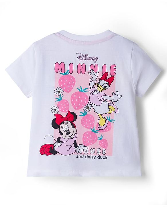 Babyhug Disney Single Jersey Knit Half Sleeves Oversized T-Shirt & Shorts Set with Minnie & Friends Front & Back Graphic - Multicolor