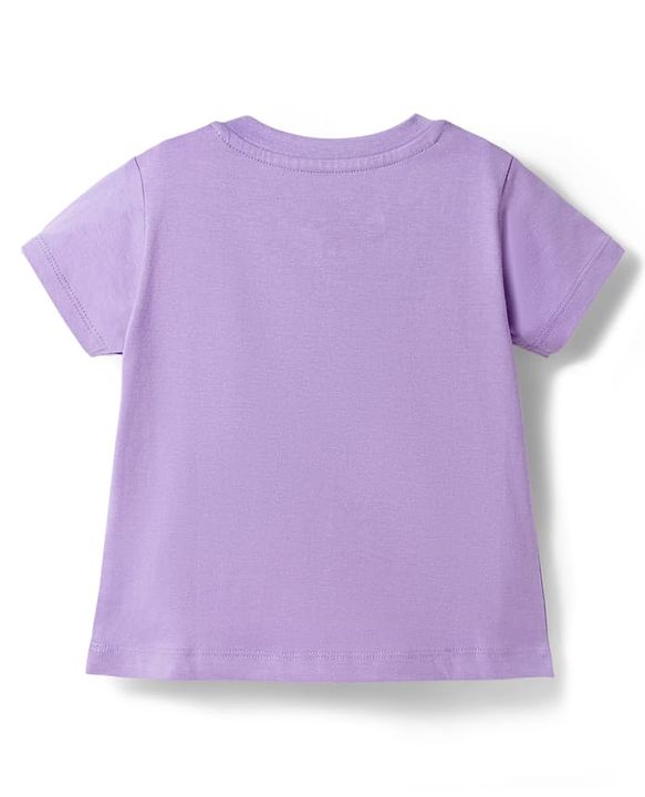 Babyhug Disney Single Jersey  Knit Oversize Half Sleeves T-Shirt & Shorts Set with Minnie & Friends Graphic - Lavender