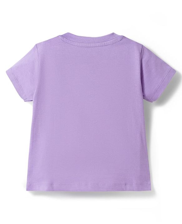Babyhug Disney Single Jersey  Knit Oversize Half Sleeves T-Shirt & Shorts Set with Minnie & Friends Graphic - Lavender