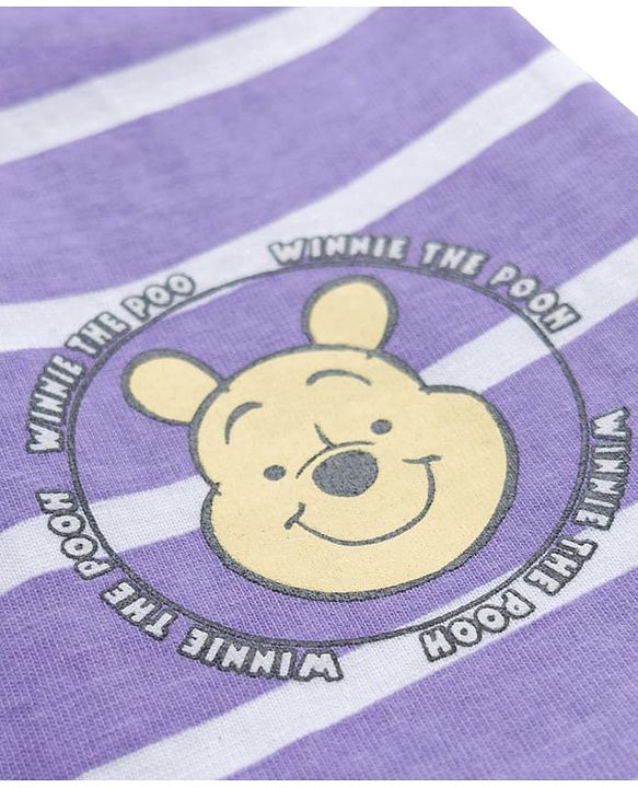 Babyhug Disney Single Jersey Knit Sleeveless T-Shirt & Shorts Night Suit With Winnie The Pooh Graphics - Lavender