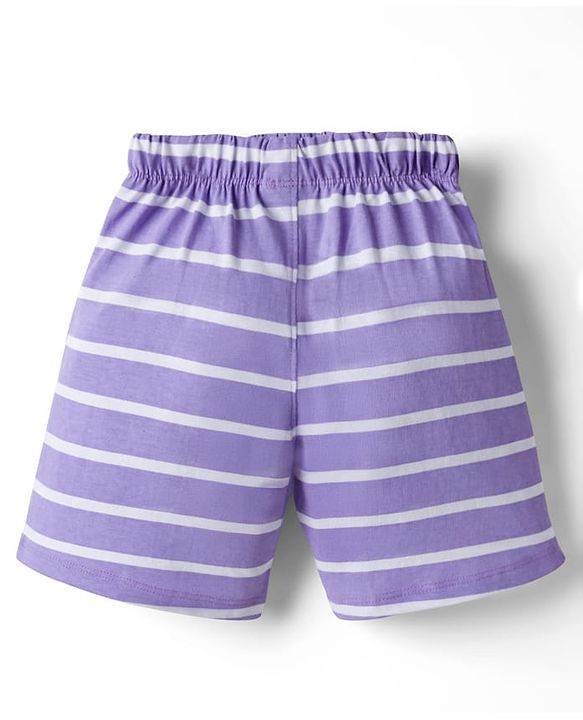 Babyhug Disney Single Jersey Knit Sleeveless T-Shirt & Shorts Night Suit With Winnie The Pooh Graphics - Lavender