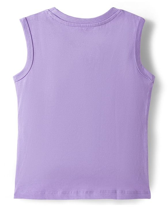 Babyhug Disney Single Jersey Knit Sleeveless T-Shirt & Shorts Night Suit With Winnie The Pooh Graphics - Lavender