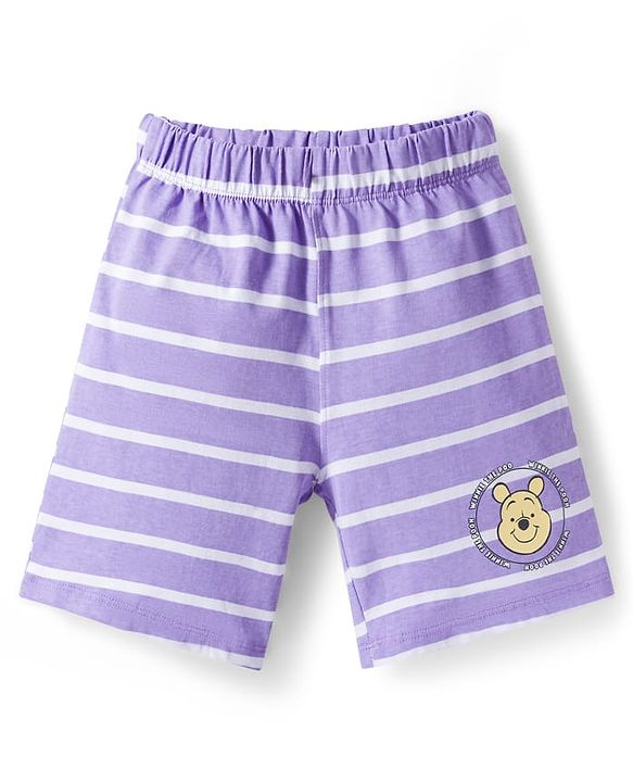 Babyhug Disney Single Jersey Knit Sleeveless T-Shirt & Shorts Night Suit With Winnie The Pooh Graphics - Lavender