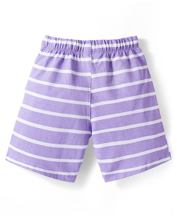 Babyhug Disney Single Jersey Knit Sleeveless T-Shirt & Shorts Night Suit With Winnie The Pooh Graphics - Lavender
