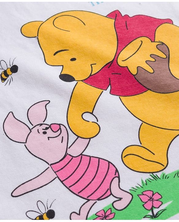 Babyhug Disney Single Jersey  Knit Full Sleeves T-Shirt & Pyjama Night Suit Set with Winnie the Pooh Graphic - Multicolour