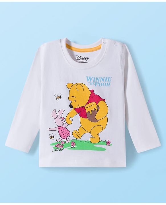 Babyhug Disney Single Jersey  Knit Full Sleeves T-Shirt & Pyjama Night Suit Set with Winnie the Pooh Graphic - Multicolour