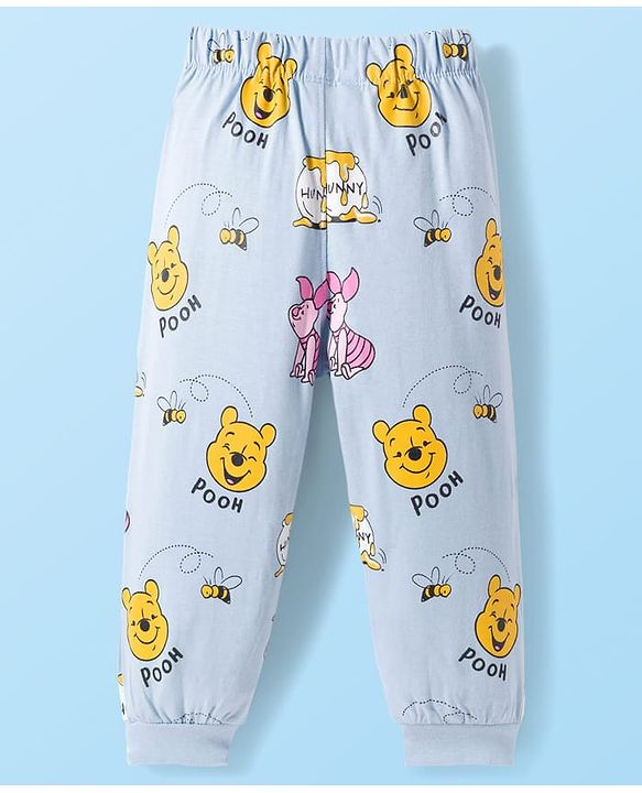 Babyhug Disney Single Jersey  Knit Full Sleeves T-Shirt & Pyjama Night Suit Set with Winnie the Pooh Graphic - Multicolour