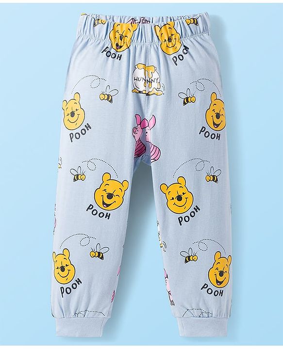 Babyhug Disney Single Jersey  Knit Full Sleeves T-Shirt & Pyjama Night Suit Set with Winnie the Pooh Graphic - Multicolour