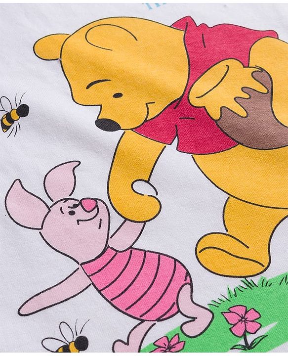 Babyhug Disney Single Jersey  Knit Full Sleeves T-Shirt & Pyjama Night Suit Set with Winnie the Pooh Graphic - Multicolour