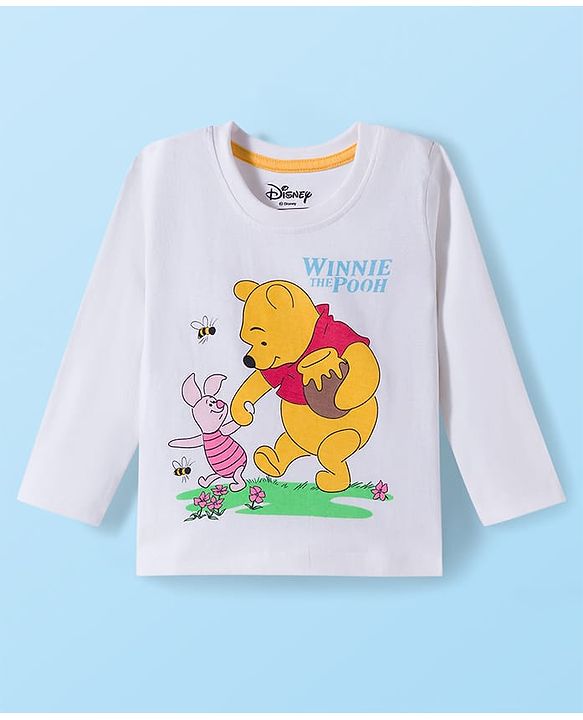 Babyhug Disney Single Jersey  Knit Full Sleeves T-Shirt & Pyjama Night Suit Set with Winnie the Pooh Graphic - Multicolour