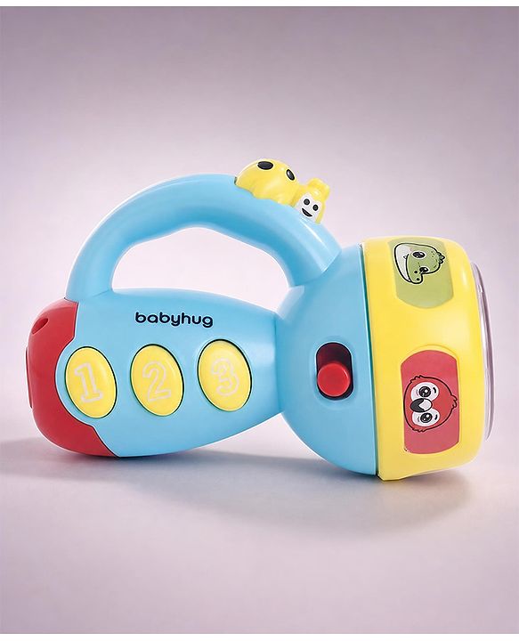 Babyhug Musical Learning Torch for Toddlers| Color-Changing Flashlight| Animal Sounds & Music| Numbers & Color Learning Toy| Interactive Toy| Gifting Option | Yellow