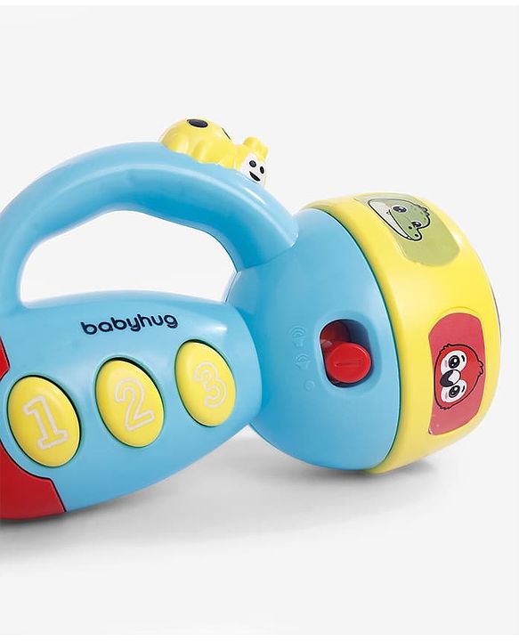 Babyhug Musical Learning Torch for Toddlers| Color-Changing Flashlight| Animal Sounds & Music| Numbers & Color Learning Toy| Interactive Toy| Gifting Option | Yellow