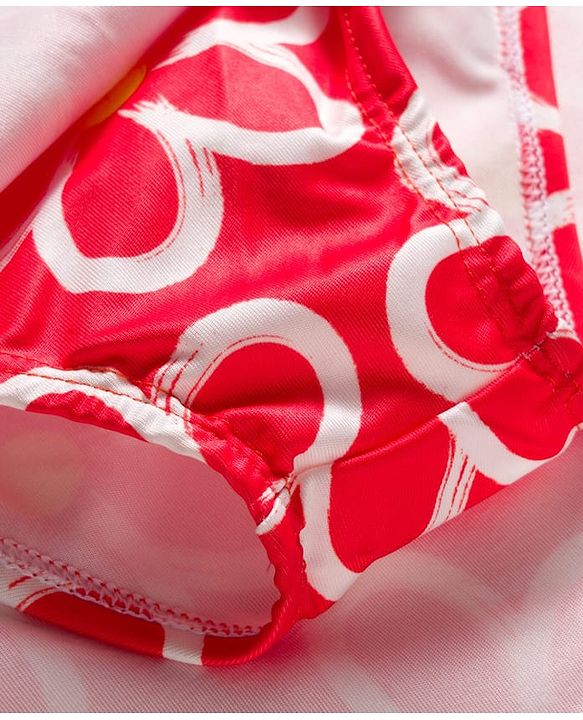 Babyhug Water Repellant Sleeveless Two Piece Swimsuit With Floral Print - Red