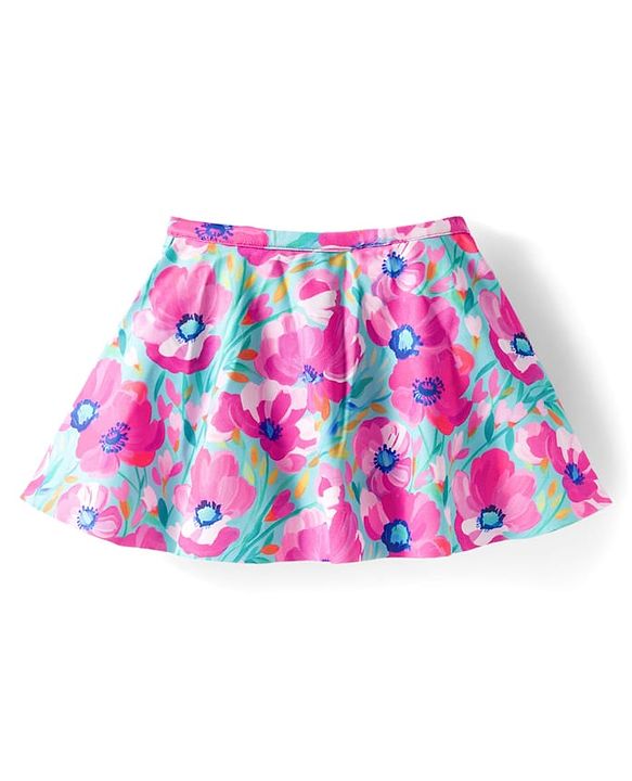 Babyhug Sleeveless Water Repellant Two Piece Swimsuit with Frill Detailing & Floral Print - Pink & Light Blue
