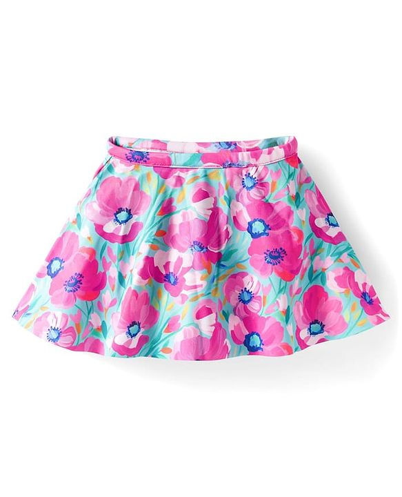 Babyhug Sleeveless Water Repellant Two Piece Swimsuit with Frill Detailing & Floral Print - Pink & Light Blue