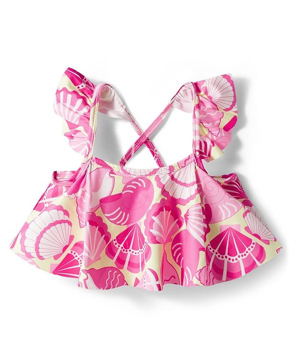 Babyhug Water Repellent Sleeveless Two Piece Swimsuit With Sea Animal Print - Pink