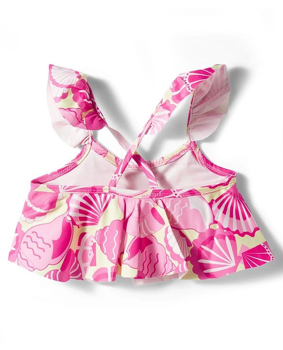 Babyhug Water Repellent Sleeveless Two Piece Swimsuit With Sea Animal Print - Pink