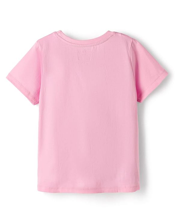 Pine Kids Disney Single Jersey Knit Half Sleeves T-Shirt & Shorts Night Suit With Lilo n Angel Graphics - Multicolor