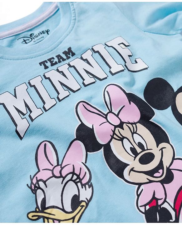 Babyhug Disney Single Jersey Knit Full Sleeves T-Shirt & Pyjama Night Suit With Minnie & Friends Graphics - Multicolor