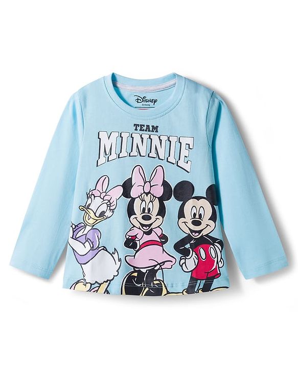 Babyhug Disney Single Jersey Knit Full Sleeves T-Shirt & Pyjama Night Suit With Minnie & Friends Graphics - Multicolor