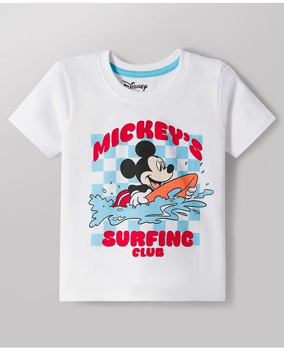 Babyhug Disney Single Jersey Knit Half Sleeves T-Shirt & Shorts Set With Mickey Mouse Graphics - Multicolor
