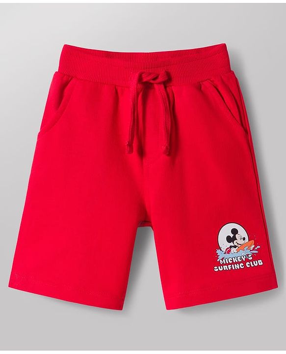 Babyhug Disney Single Jersey Knit Half Sleeves T-Shirt & Shorts Set With Mickey Mouse Graphics - Multicolor