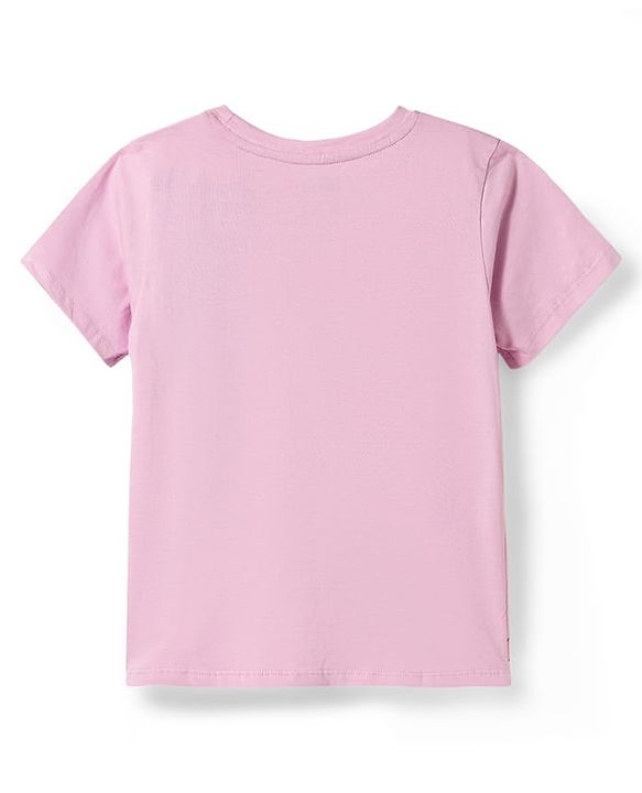 Pine Kids Disney Single Jersey Knit Half Sleeves T-Shirt & Short Night Suit With Lilo & Stitch - Purple