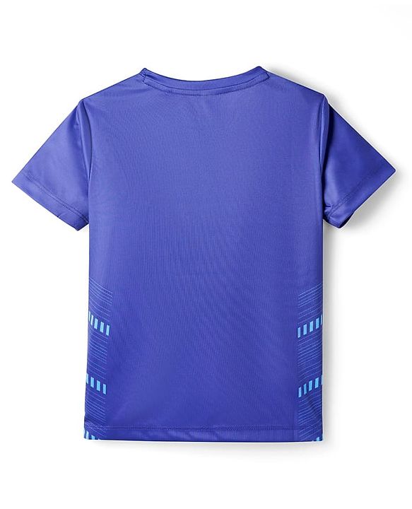 Pine Active Knit Half Sleeves T-Shirt With Soccer Theme Print -Navy Blue