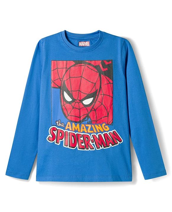 Pine Kids Marvel Single Jersey Knit Full Sleeves T-Shirt & Pajama Night Suit With Spiderman Print -  Blue