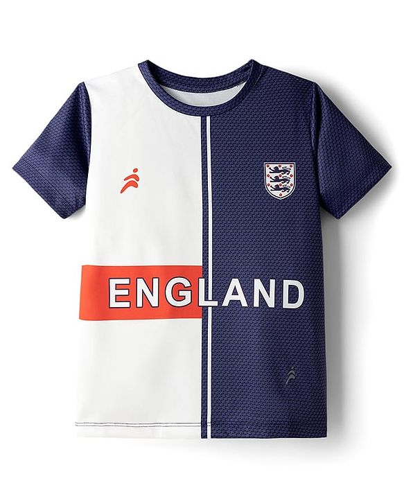 Pine Active Knit Half Sleeves England Printed T-Shirt - Navy Blue