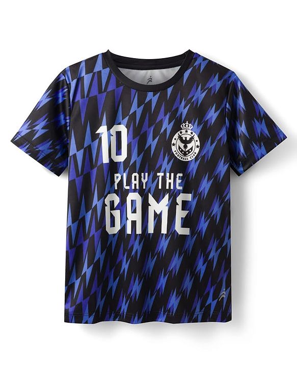Pine Active Knit Half Sleeves Sports Theme Printed T-Shirt - Navy Blue