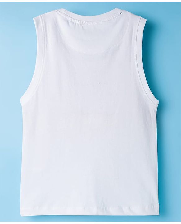 Pine Kids 100% Cotton Sleeveless  Striped Tank T-Shirt -White