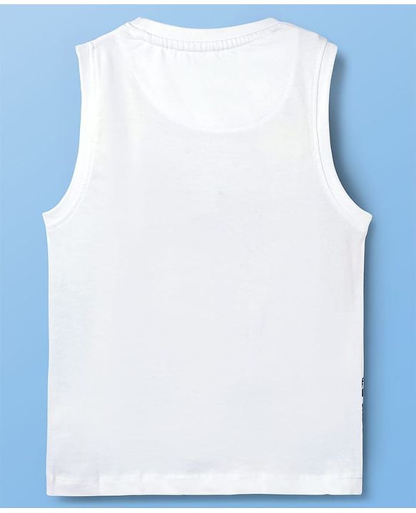 Pine Kids Cotton Knit Sleeveless Tank T-Shirt With Good Surf Day Print - White