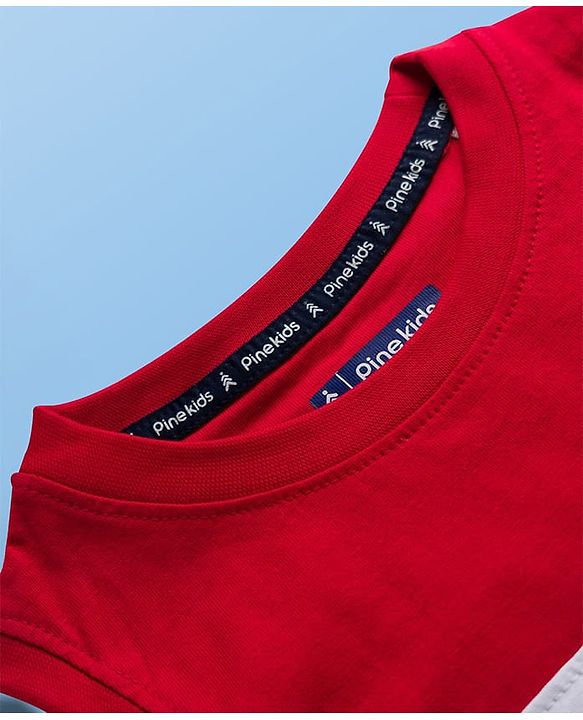 Pine Kids 100% Cotton Knit Sleeveless Awesome Text Printed Cut N Sew Tank T-Shirt -Red Navy & White