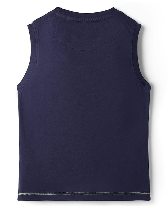 Pine Kids Cotton Knit Sleeveless Cut & Sew Tank T-Shirt with Beach Theme Print - Multicolor