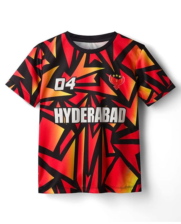 Pine Active Knit Half Sleeves Hyderabad IPL Jersey T-Shirt - Orange