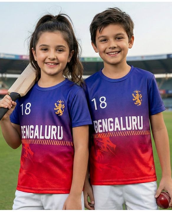 Pine Active Knit Half Sleeves Bengaluru IPL Jersey T-Shirt - Multicolour
