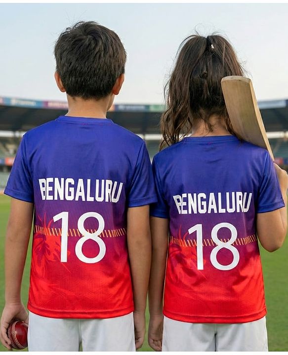 Pine Active Knit Half Sleeves Bengaluru IPL Jersey T-Shirt - Multicolour