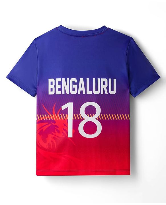 Pine Active Knit Half Sleeves Bengaluru IPL Jersey T-Shirt - Multicolour