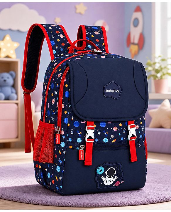 Babyhug 16 Inches Dino Theme Snappy Backpack | 2 Main Compartments, 2 Front Pockets, 2 Side Bottle Pockets | Water Resistant | Durable Zippers | For School, Travel & Outdoors | Green Black