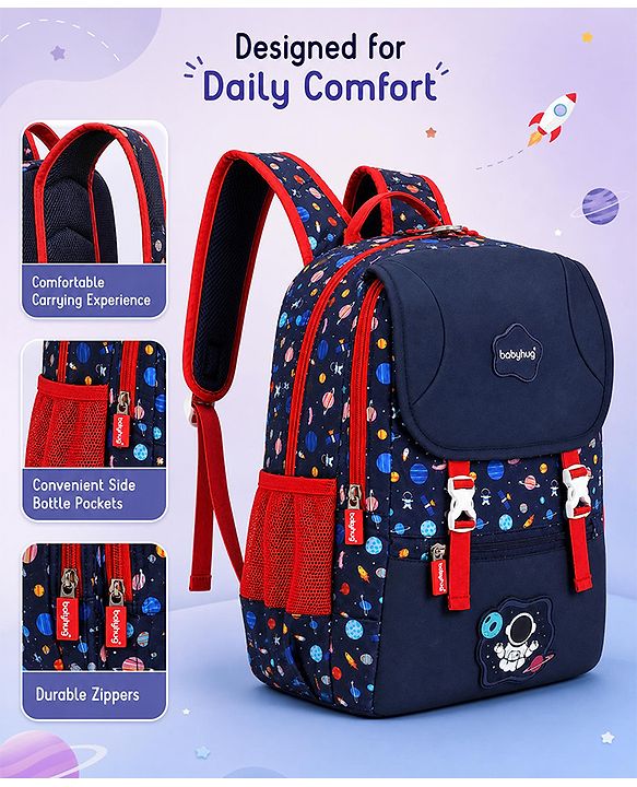 Babyhug 16 Inches Dino Theme Snappy Backpack | 2 Main Compartments, 2 Front Pockets, 2 Side Bottle Pockets | Water Resistant | Durable Zippers | For School, Travel & Outdoors | Green Black