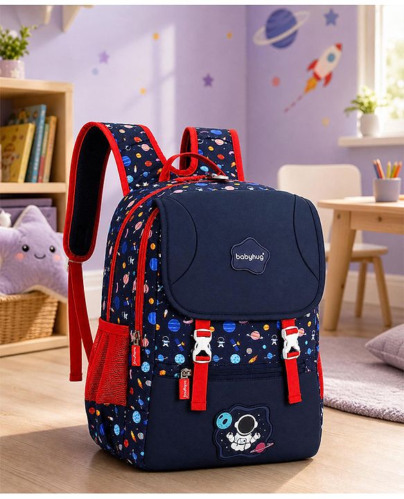 Babyhug 16 Inches Dino Theme Snappy Backpack | 2 Main Compartments, 2 Front Pockets, 2 Side Bottle Pockets | Water Resistant | Durable Zippers | For School, Travel & Outdoors | Green Black