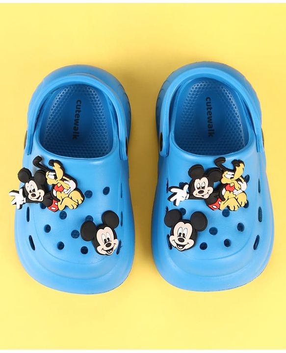 Cute Walk by Babyhug Disney Clogs with Mickey Mouse Applique - Blue