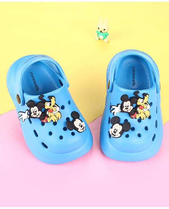 Cute Walk by Babyhug Disney Clogs with Mickey Mouse Applique - Blue