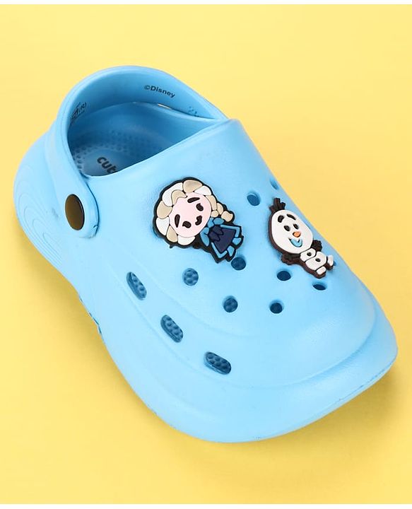 Cute Walk by Babyhug Disney  Back Strap Clogs With Elsa Applique - Light Blue